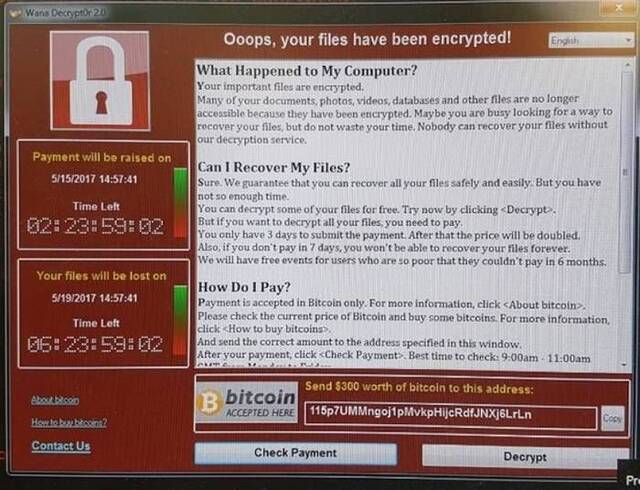 勒索病毒“WanaCrypt0r 2.0”爆发 全球近100个国家及地区电脑遭到史上最严重黑客攻击